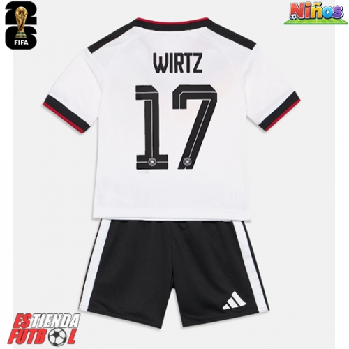 Alemania Florian Wirtz #17 Primera Equipación Niños Mundial 2026 Manga Corta (+ Pantalones cortos)